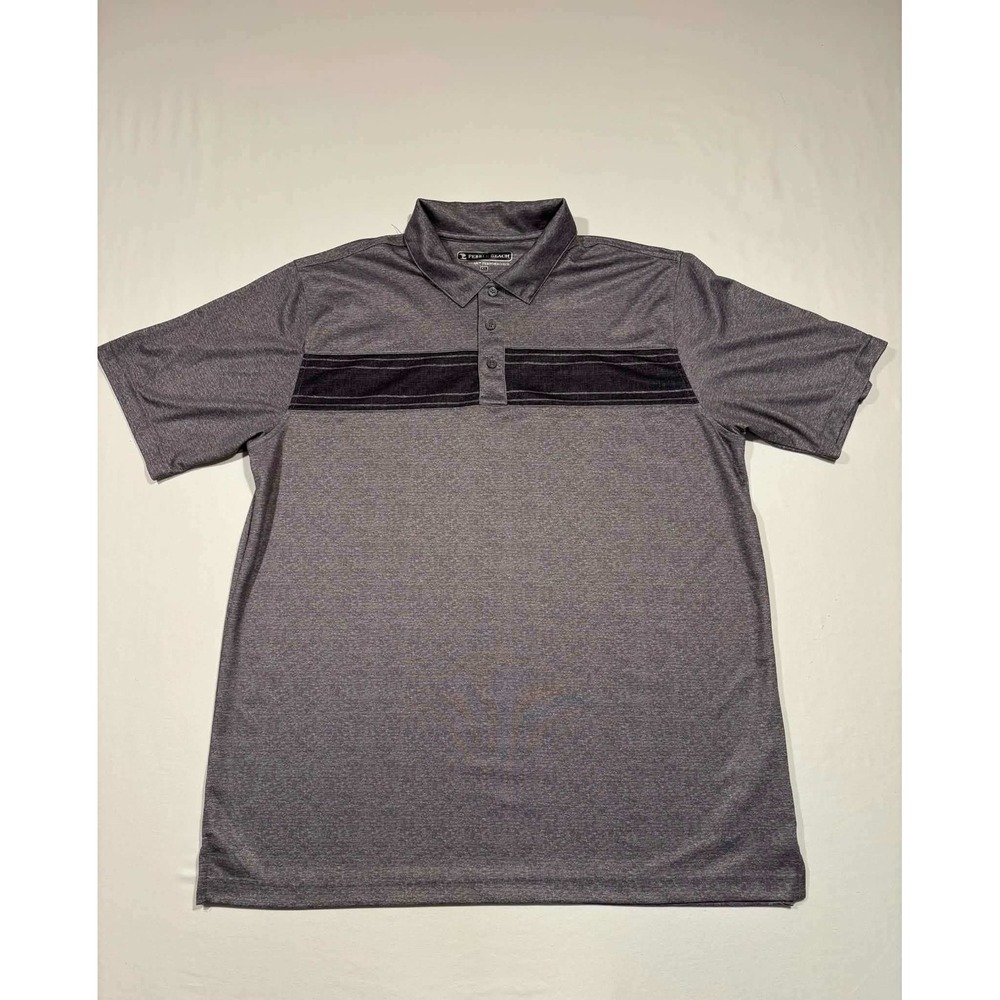 Pebble Beach Dry-Luxe Performance Golf Polo Shirt Mens XL Grey Striped Short Slv